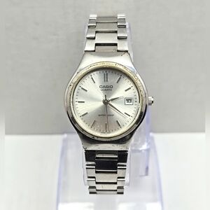Womens Casio Date Watch 1331-LTP 1170 Silver Tone New Battery Dainty Petite